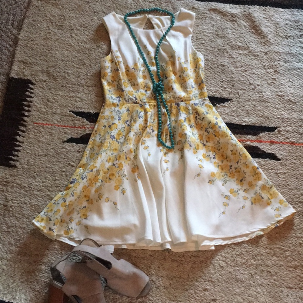 Floral white and yellow dress